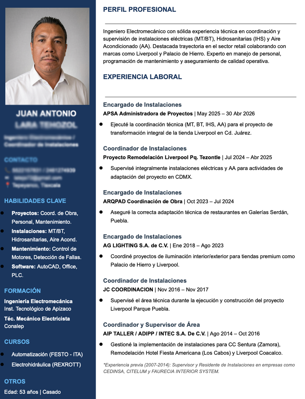 CV después