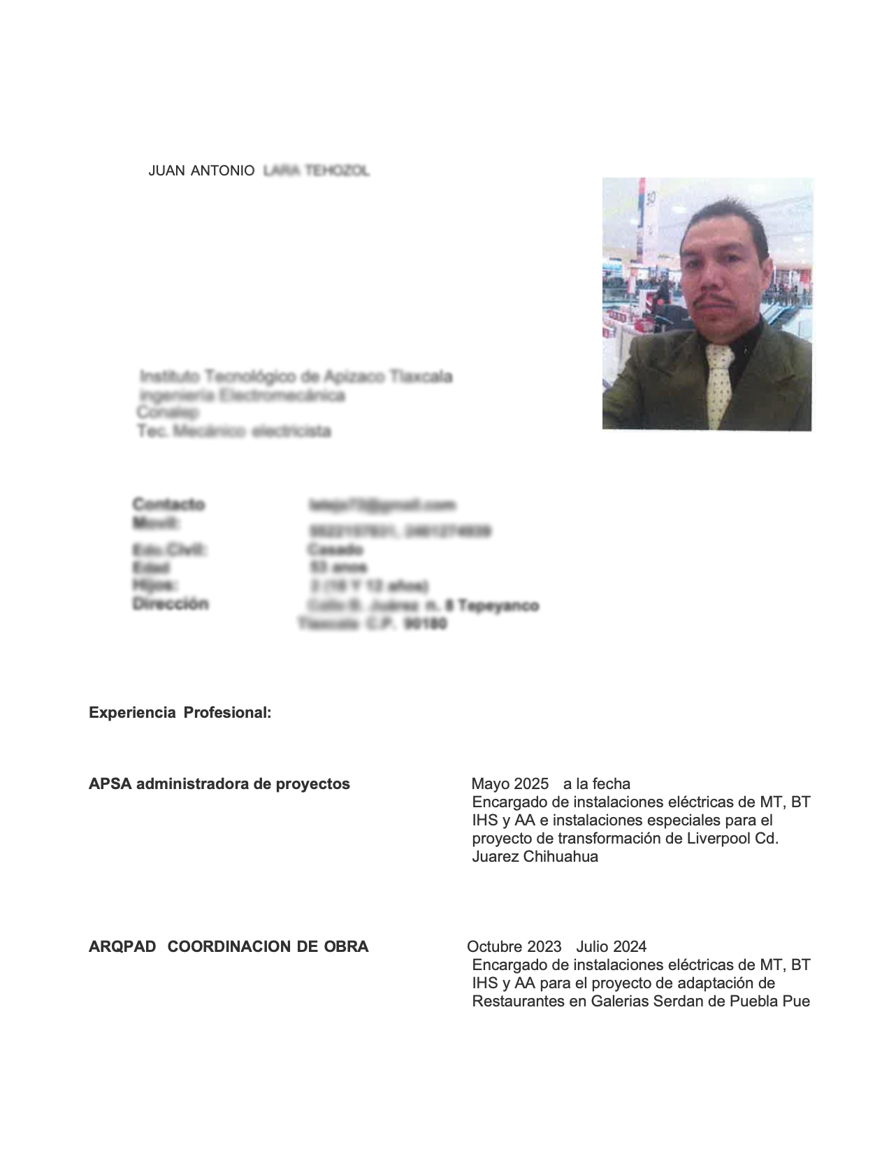 CV antes